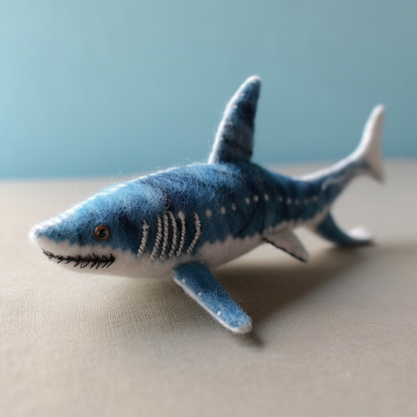 A Silly looking AI Generated Felt Shortfin Mako Shark Svg%3E