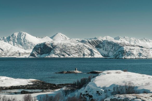 Scenic Arctic Landscape with Snow-Covered Mountains Scenic Arctic Landscape with Snow-Covered Mountains